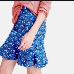 J.Crew Blue Floral Flutter Mini Skirt